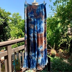 UPSTATE Brown Blue Tie-Dye Velvet Wide Leg Pants size XS